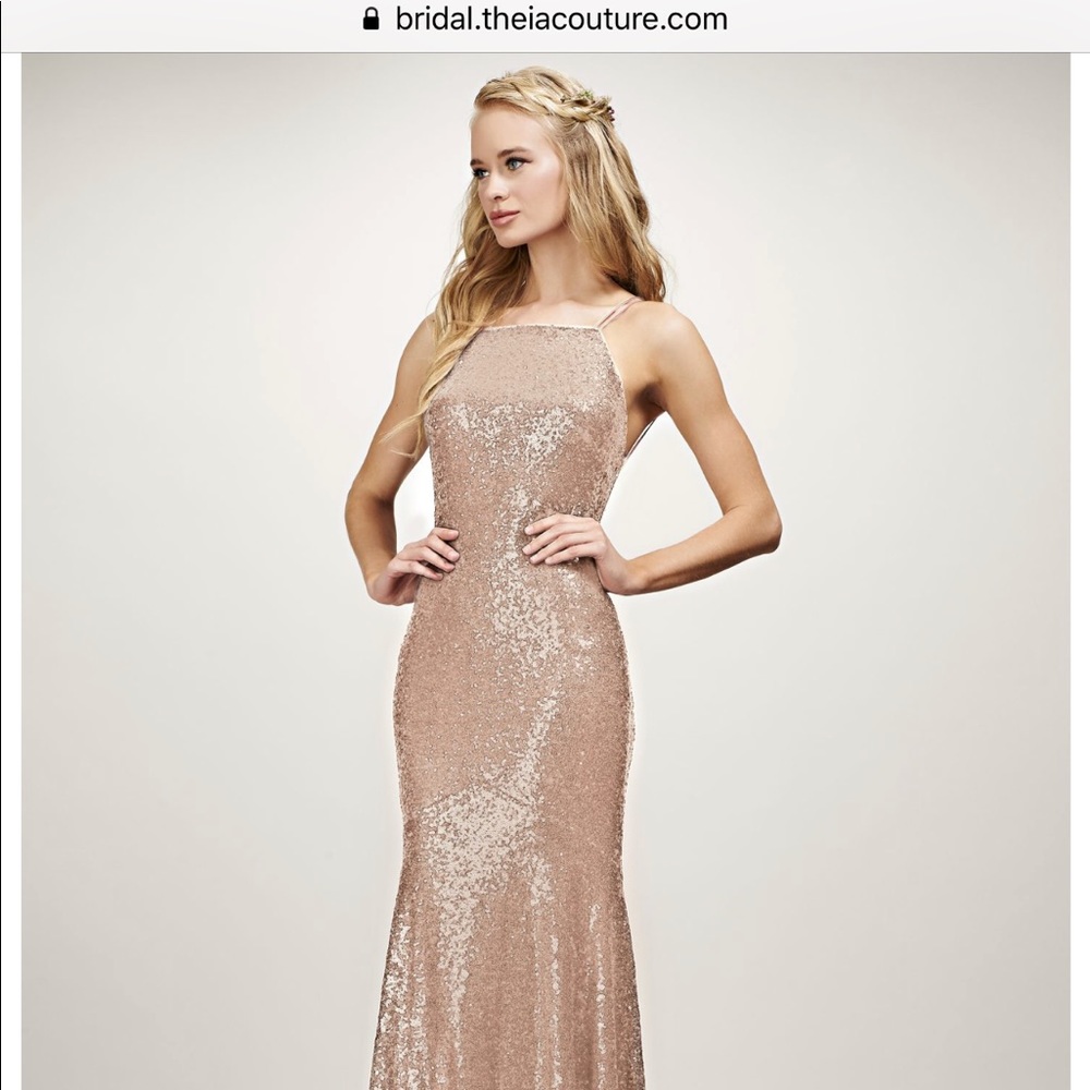 Theia Couture Bridesmaids dress. Rose gold